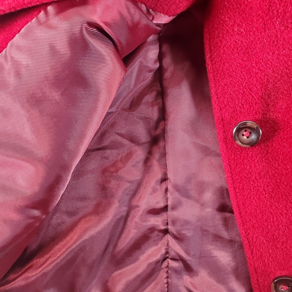 L.L Bean Chore Jacket Womens XL Petite Red 0F‎ JN7 Wool Utility Barn Overcoat - Picture 7 of 8